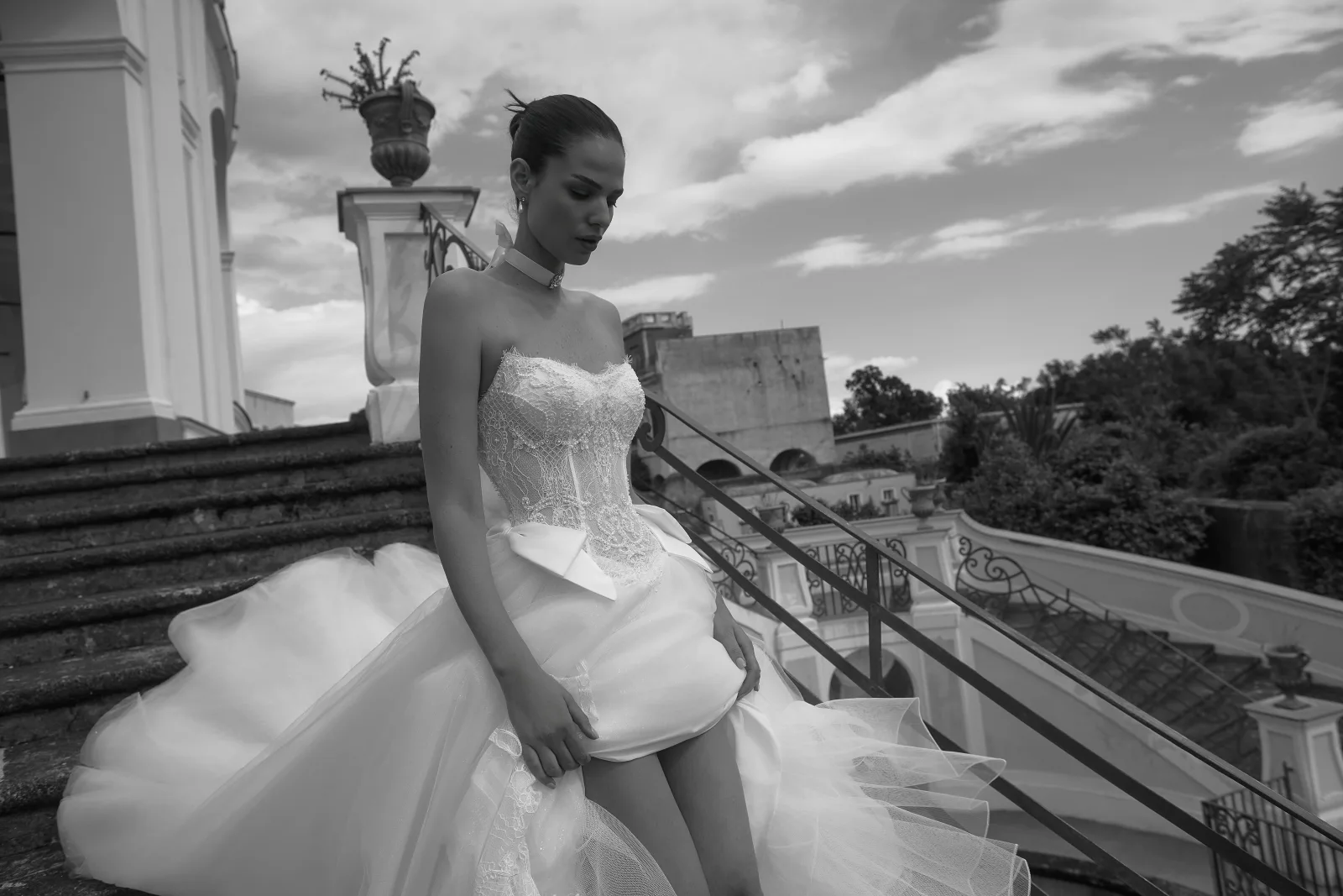 Cambridge, abito principessa con fiocchi — collezione Felicia Couture, made in Italy — foto 4