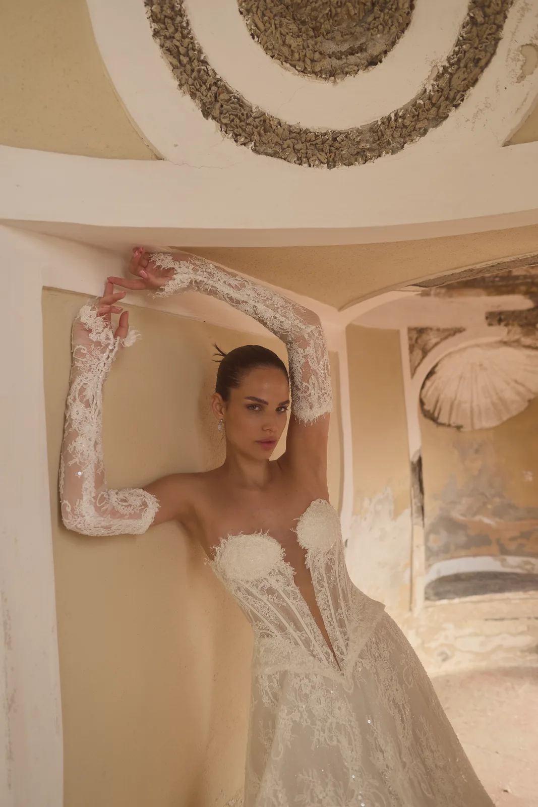 Coralia, abito romantico con maniche staccate — collezione Felicia Couture, made in Italy — foto 3